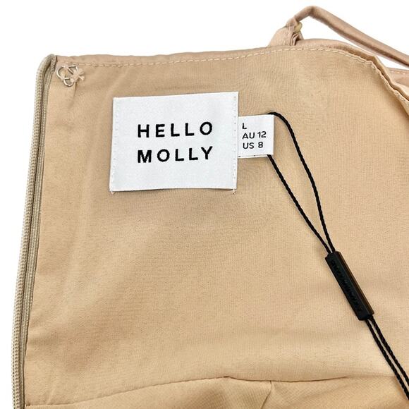 NWT Hello Molly Champagne Front Slit Spaghetti Strap Dress Size 8 / Large - Picture 6 of 7